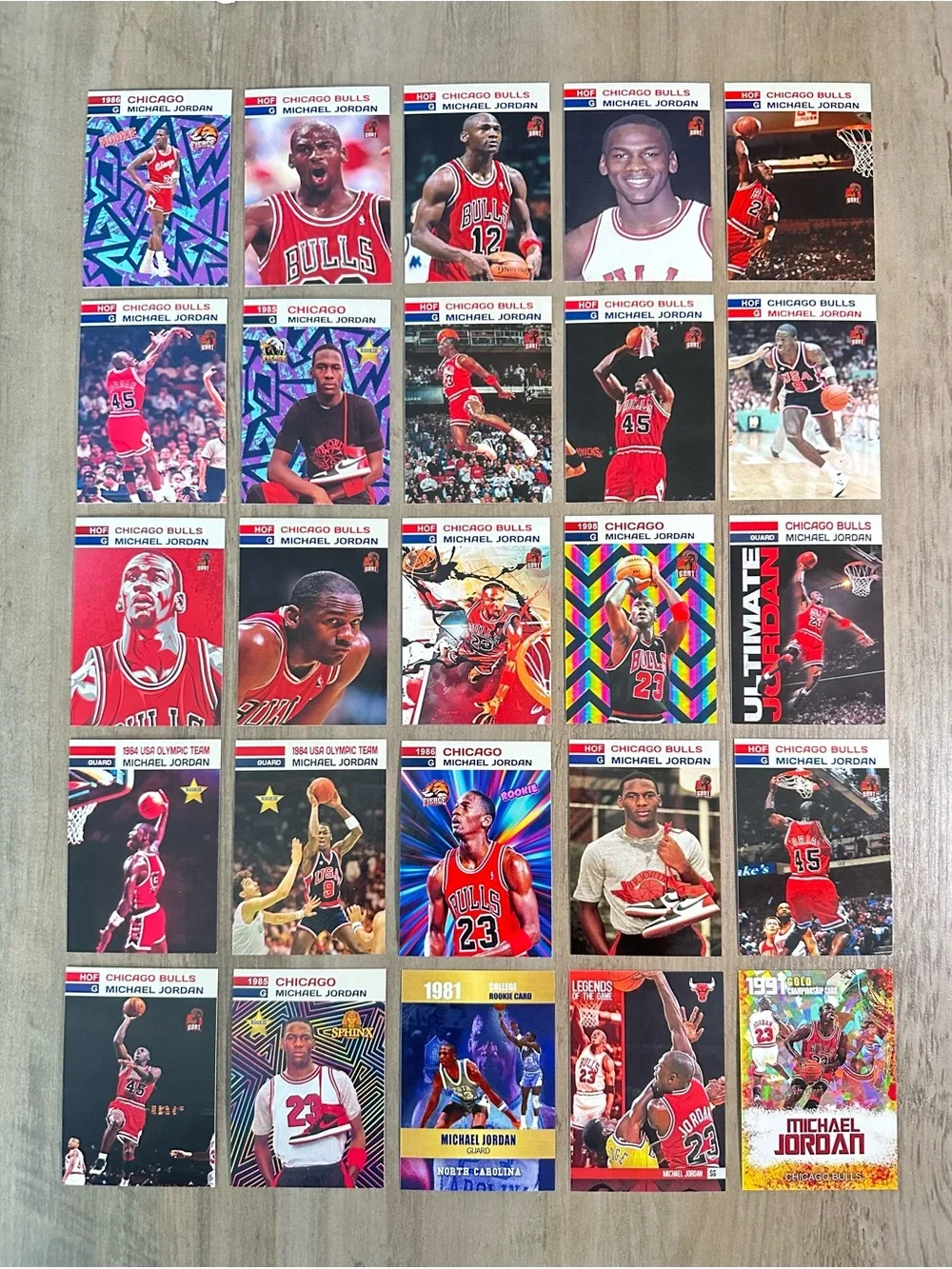 Michael Jordan Rookie Lot of (25) GOAT Fierce Gems Novelty Basketball Cards.